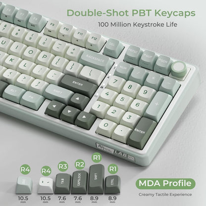 RK ROYAL KLUDGE R98 Pro Mechanical Gaming Keyboard, 96% Wired Creamy Keyboard RGB Backlit with Number Pad and Volume Knob, Gasket Mount, MDA Profile PBT Keycaps, Hot Swappable Pre-lubed Tactile Switch
