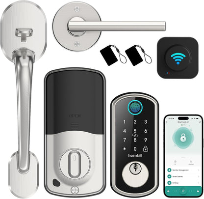 Hornbill Smart WiFi Front Door Lock: Keyless Entry Fingerprint Deadbolt - Alexa Bluetooth Electronic Keypad Door Locks for House Apartment Auto Lock Smart Life APP Remote Control - Black