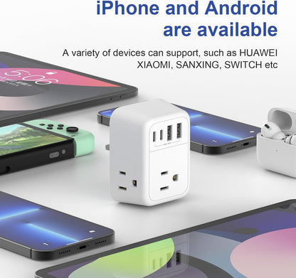 2 Pack European Travel Plug Adapter, VYLEE International Travel Adapter with 2 Outlets 4 USB Ports(2 USB C), 6 in 1 Type C Travel Essentials Charger for US to Most of Europe EU Italy Spain France