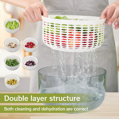 Electric Salad Spinner,6L Large Capacity Lettuce Spinner,Automatic Vegetables Fruit Washer Dryer Drainer Strainer,USB Charge,Quick Dehydrator with 350 ml Squeeze Bottle for Home Kitchen