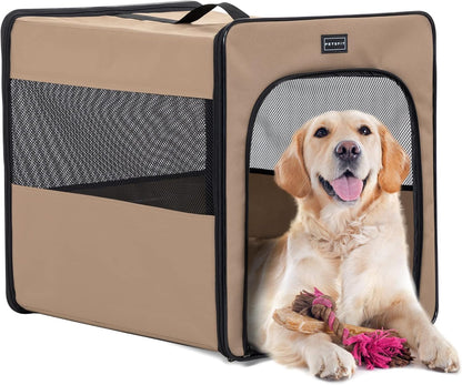 PETSFIT Soft Sided Dog Crate, Travel Dog Crate - 19 Inch Lightweight, Roomy, Easy to Set Up, Sturdy Portable Dog Kennel with Thick Mat, Navy Blue