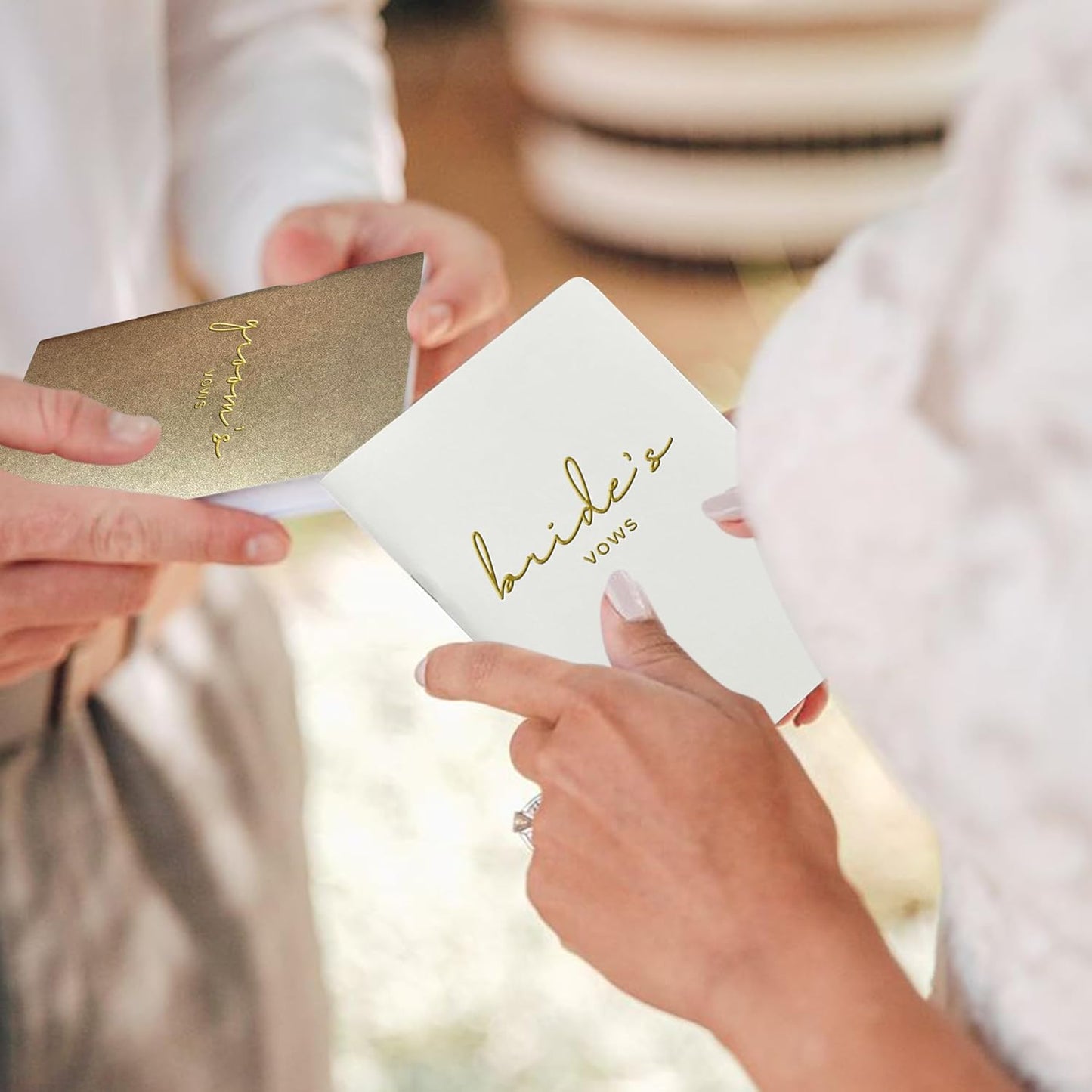 WeddingGiftsWedding Vow Books His and Hers Soft Touch Gold Foil Engraving Vow Books Wedding Essentials Wedding Accessories(TR-HH-Black)