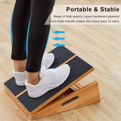 StrongTek Wooden Slant Board, Adjustable Incline, Side Handles, Non-Slip