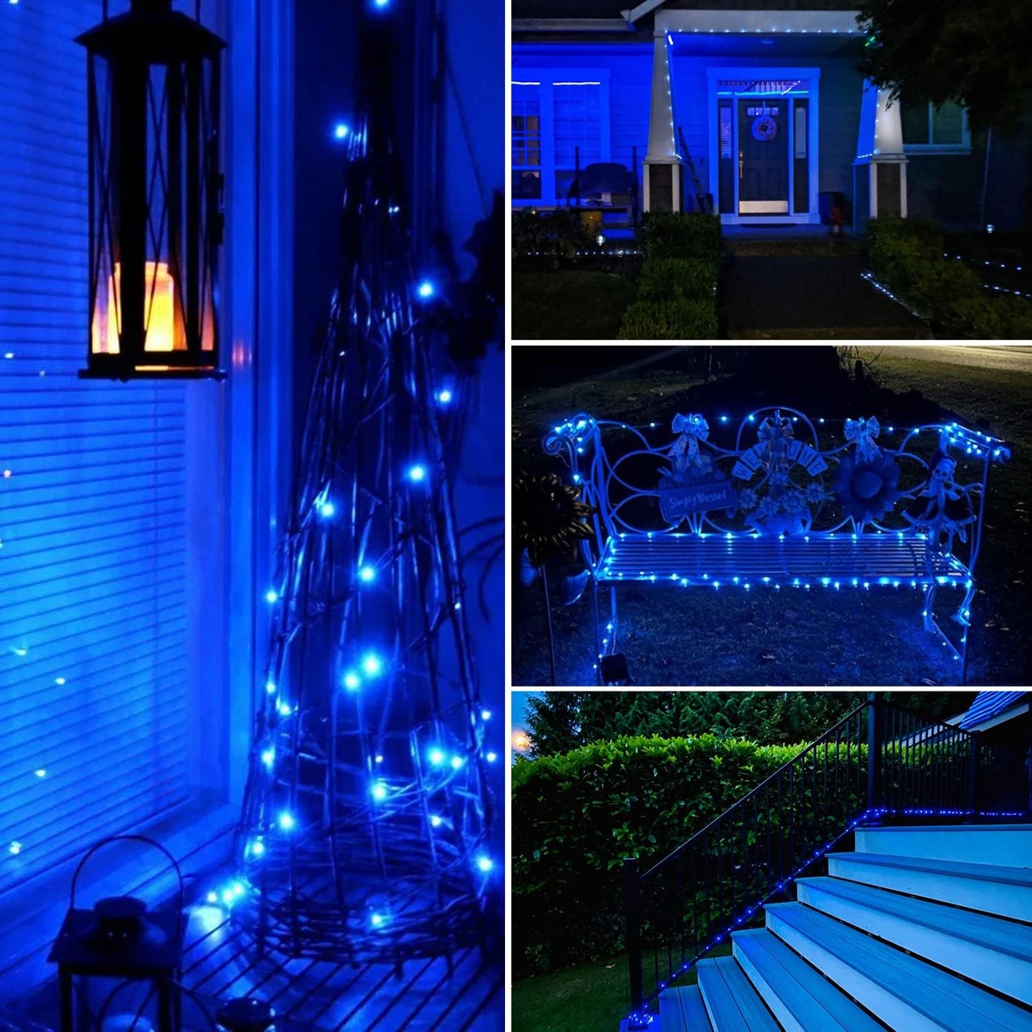 Solar Halloween Decoration Lights, JMEXSUSS 2 Pack 33FT 100 LED Orange and Purple Halloween String Lights, Halloween Lights with 8 Modes for Halloween Tree Yard Outdoor Spooky Party Garden Decorations