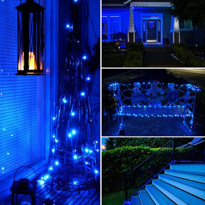 Solar Halloween Decoration Lights, JMEXSUSS 2 Pack 33FT 100 LED Orange and Purple Halloween String Lights, Halloween Lights with 8 Modes for Halloween Tree Yard Outdoor Spooky Party Garden Decorations