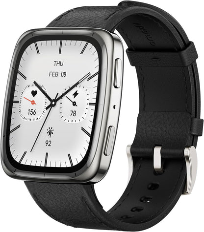 Amazfit Active 2 Smart Watch 1.75" AMOLED Display, Offline Maps with GPS, 10 Day Battery, 160+ Sport Modes, Water Resistant, Heart Rate & Sleep Fitness Tracker for Android & iPhone, Black Leather