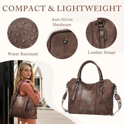 Hobo Bags for Women,VASCHY Vegan Leather Handbag Purse Top Handle Satchel Boho Shoulder Bag with Crossbody Guitar Strap
