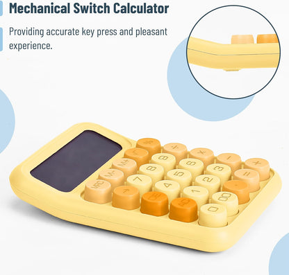 Mr. Pen- Mechanical Switch Calculator, 12 Digits, Large LCD Display, Orange With Big Buttons, Desktop, Cute and Aesthetic Design