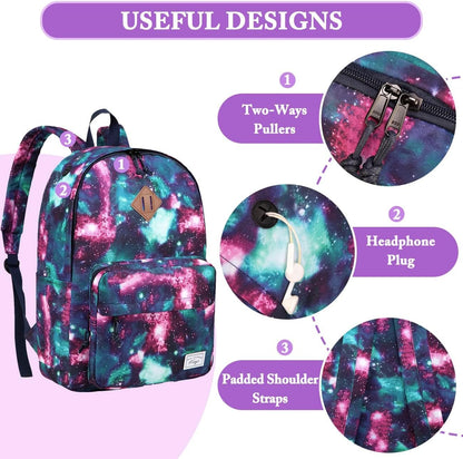 School Backpack, Kasqo 15.6 Inch Classic Lightweight Water-Resistant Backpack for Men Women Teens Girls Boys Kids to School, College, Travel, Work, Black