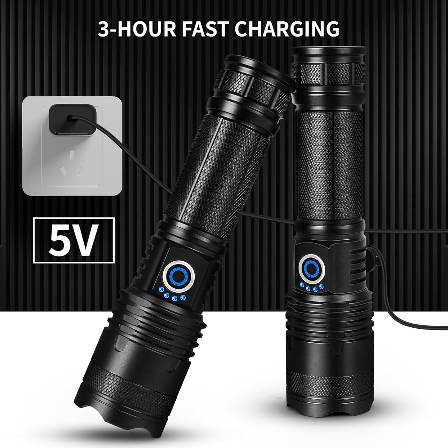 Rechargeable Flashlight 990000 High Lumens,Brightest LED Flashlights & 5 Modes,Powerful Flash Light,IPX6 Waterproof Super Bright Flashlight for Camping, Hiking