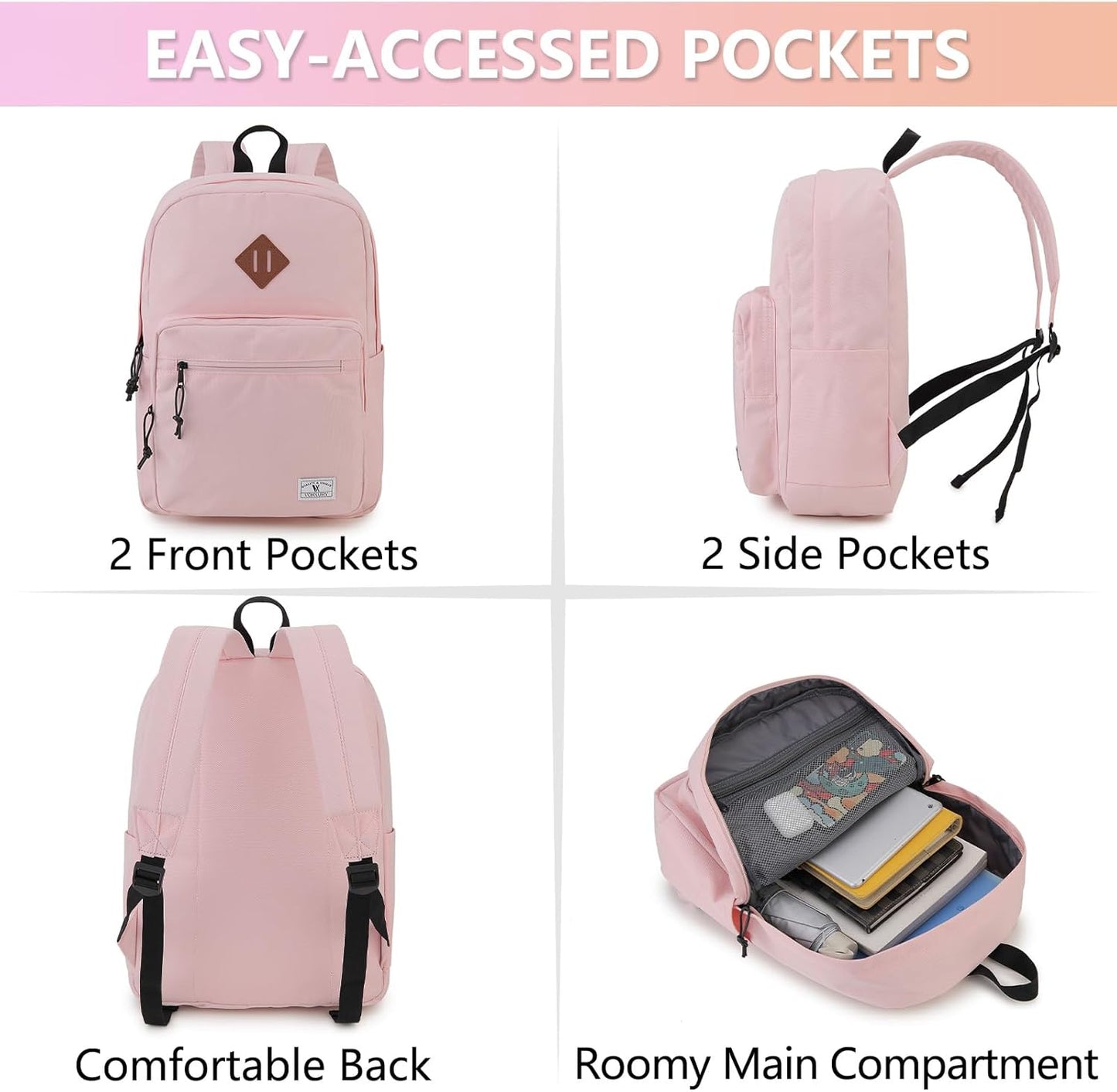 School Backpack for Kids,Lightweight Water Resistant Work Travel Backpack for Women Men Teens VONXURY