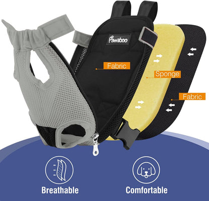 Pawaboo Pet Carrier Backpack, Adjustable Pet Front Cat Dog Carrier Backpack Travel Bag, Legs Out, Easy-Fit for Traveling Hiking Camping for Small Medium Dogs Cats Puppies, Medium, Black