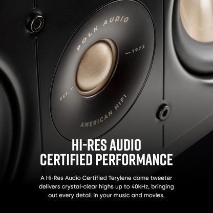 Polk Signature Elite ES35 Slim Center Channel Speaker - Hi-Res Audio Certified, Dolby Atmos & DTS:X Compatible, 1" Tweeter & (6) 3" Woofers, Dual Power Port for Effortless Bass, Stunning Black