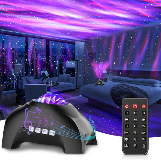 Northern Lights Aurora Projector,Star Projector Music Bluetooth Speaker and White Noise,Galaxy Light with Remote Control, Night Light for Bedroom, Room Decor, Ceiling, Gift for Kids Adults