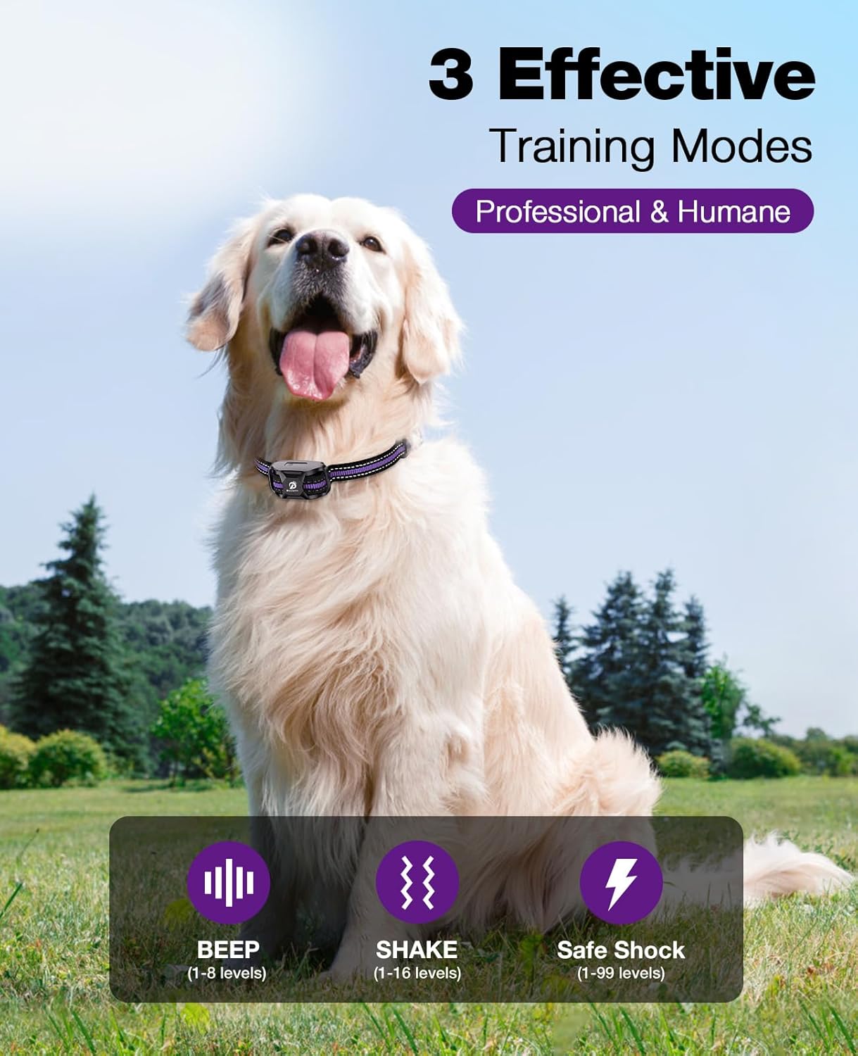 Bousnic Dog Shock Collar - 3300Ft Dog Training Collar with Remote for 5-120lbs Small Medium Large Dogs Rechargeable Waterproof e Collar with Beep (1-8), Vibration(1-16), Safe Shock(1-99) (Orange)
