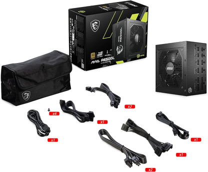 MSI MAG A750GL PCIE 5 Gaming Power Supply - Full Modular - 80 Plus Gold Certified 750W - Compact Size - ATX PSU - PuriLite