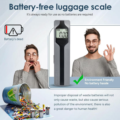 travel inspira Luggage Scale Battery-Free, Travel Essentials, Portable Handheld Digital Suitcase Weight Scale for for Travel Accessories, 110lbs/50kg (Gray)