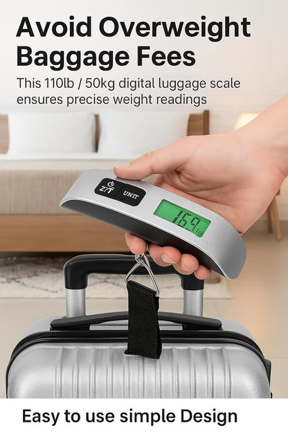 Purilite Select Digital Luggage Scale – Portable Hanging Baggage Weight Scale with LCD Display (110 lb / 50 kg)