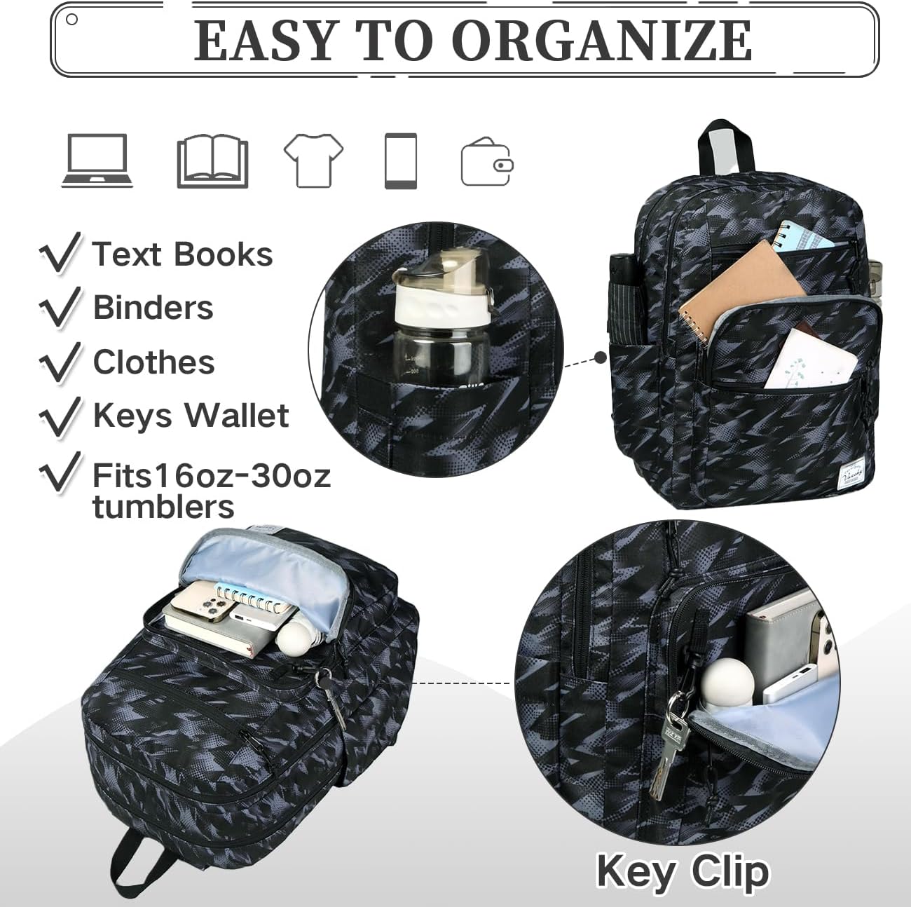 School Backpack for Men Women,Vaschy Lightweight School Bag Bookbag Casual Daypack for High School/College/Teens/Travel/Work