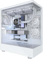 MUSETEX PC CASE ATX 3 Non-LED Fans Pre-Installed, Type-C Mid Tower Computer Case with Full View Dual Tempered Glass, Gaming PC Case,White(K2)