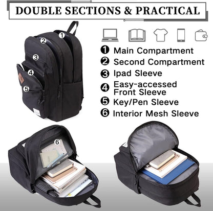 School Backpack for Men Women,Vaschy Lightweight School Bag Bookbag Casual Daypack for High School/College/Teens/Travel/Work