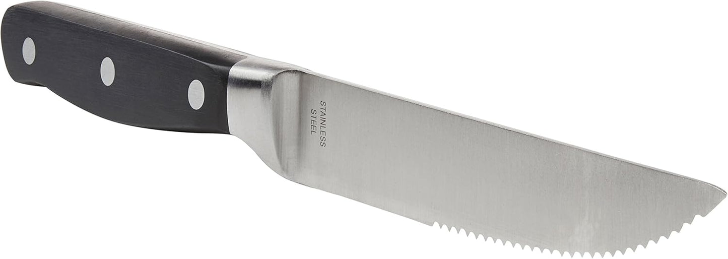 Amazon Basics Premium 8-Piece Kitchen Steak Knife Set, Black