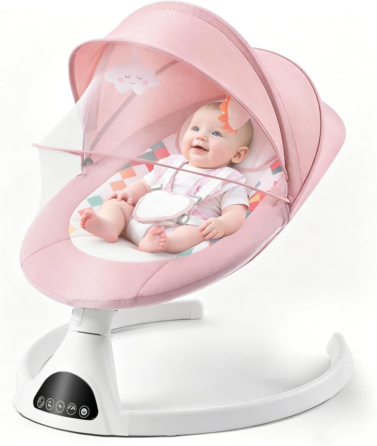Baby Baby Swing for Newborn,Electric Baby Swings with Music Speaker,5 Speeds and Remote Control-Portable Infant Swing,Light Gray