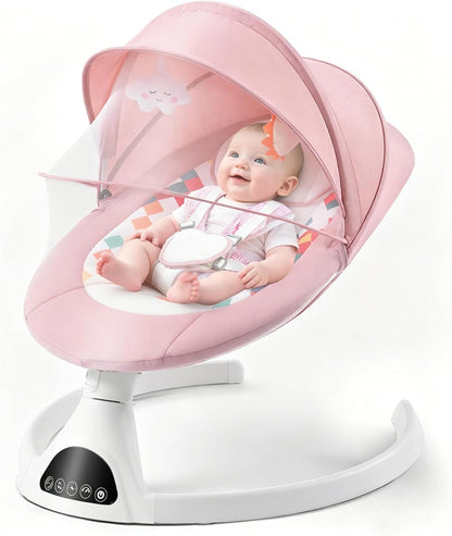 Baby Baby Swing for Newborn,Electric Baby Swings with Music Speaker,5 Speeds and Remote Control-Portable Infant Swing,Light Gray