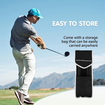 Rhino Valley Golf Travel Bag Support Rod – Aluminum Alloy Anti-Impact Club Protector, Adjustable Telescopic Support Pole for Golf Travel Bags, Anti-Vibration Hexagonal Top Cover, Golf Clubs Protection System – Black