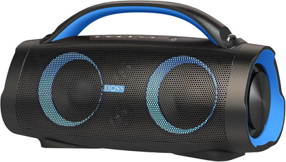 DOSS Extreme Boom Pro Bluetooth Speaker with 100W Stereo Sound, Rich Bass, 20H Playtime, Mixed Color Light, IPX6 Waterproof Haut parleur for Camping, Beach, Outdoor-Orange