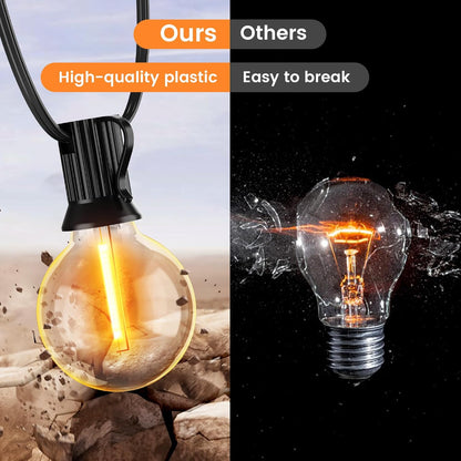 OHLUX 120FT Solar String Lights Outdoor with Remote, Patio Lights with 52 Shatterproof G40 Globe LED Filament Bulbs, Dimmable Outside Edison Hanging Light for Backyard Party Decor