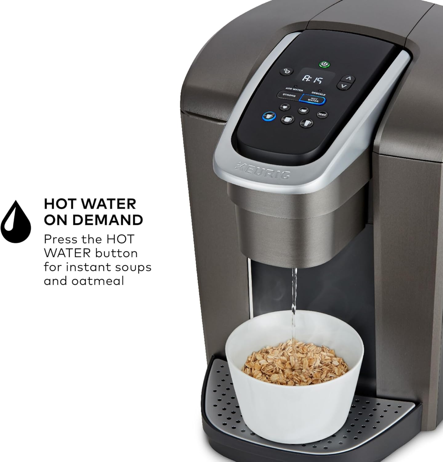 Keurig K-Elite K Single Serve K-Cup Pod Maker, with Strong Temperature Control, Iced Coffee Capability, 12oz Brew Size, Brushed Slate
