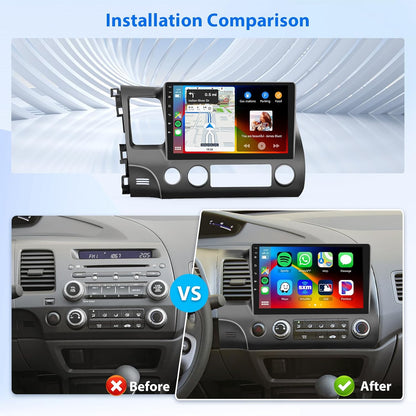 8 Core 6G 128G Android Car Stereo for Honda Civic 2006-2011 Wireless Carplay Android Auto, 10.1’’ Touchscreen Car Radio with Bluetooth GPS Navigation WiFi Mirror Link FM/RDS DSP AHD Backup Camera SWC