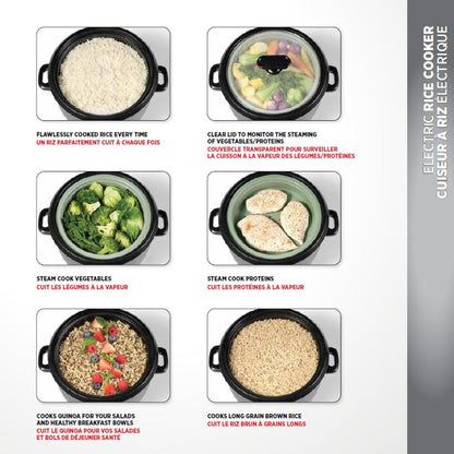Starfrit Electric Rice Cooker, 20 Cups, PFAS-Free Ceramic, 700W, Grey