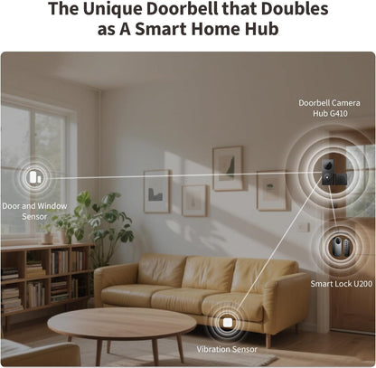 Aqara Smart Doorbell Camera G410 with Chime, 2K, HomeKit Secure Video, 2-Way Audio, Built-in Matter Hub, Wireless/Wired, Supports Apple Home, Alexa, Google, Home Assistant, 2.4G/5GHz Wi-Fi, Black
