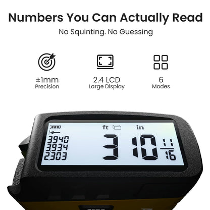Digital Tape Measure 2-in-1, 16FT with Display, Regular Tape Measure, Area Volume Measuring Pythagorean Mode, Waterproof and Rechargeab, 20 Groups Historical Memory