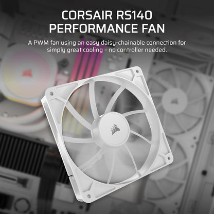 CORSAIR RS120 ARGB 120mm PWM Fan – Daisy-Chain Connection – Low-Noise – Magnetic Dome Bearing – Single Pack – White