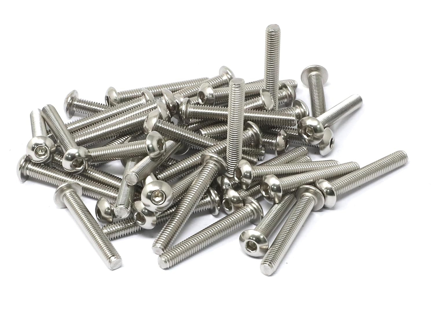 iexcell 50 Pcs M6 x 20mm Thread Pitch 1 mm Stainless Steel 304 Hex Socket Button Head Cap Screws Bolts Kit
