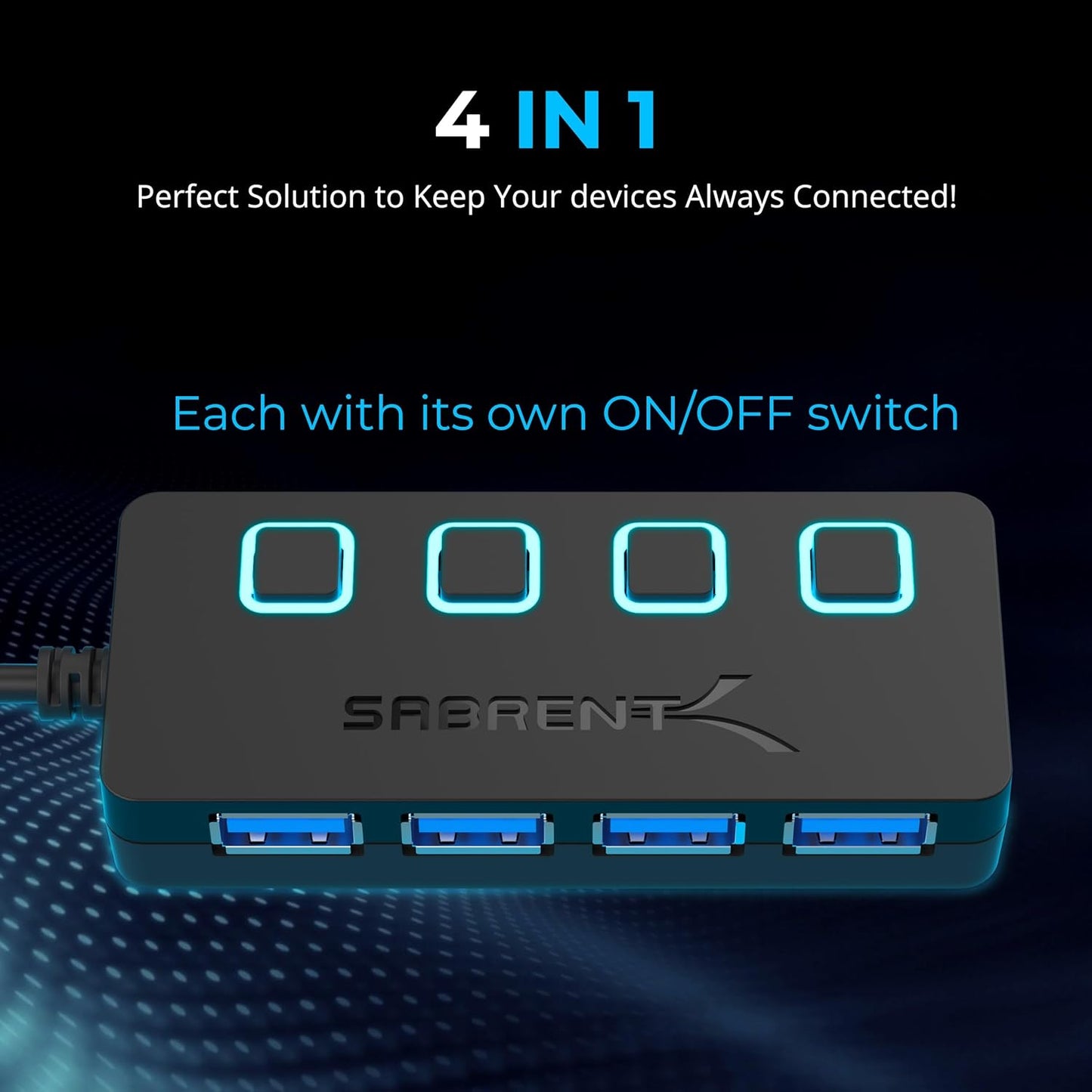 SABRENT16 Port USB hub 3.2 x1 and Charger 90W, with Power Adapter, Fast Powered Data hub, Multiple USB Charging, USB Docking Station, multiport hubs, LEDs on/Off Switch, Mount Bracket Included