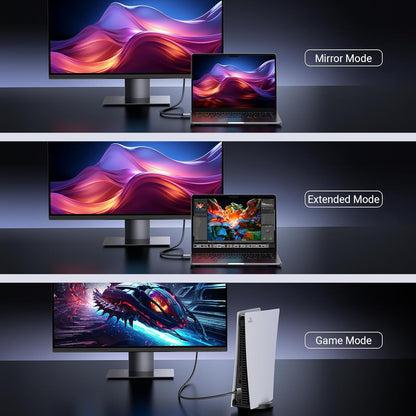 UGREEN 10K 8K HDMI 2.1 Cable 48Gbps 32FT, 8K@60Hz 4K@120Hz 144Hz High Speed Gaming Cable Braided Cord, eARC HDCP 2.3 Dynamic HDR Compatible for HDTV/PS5/Xbox/SoundBar/RTX3090/Blu-ray