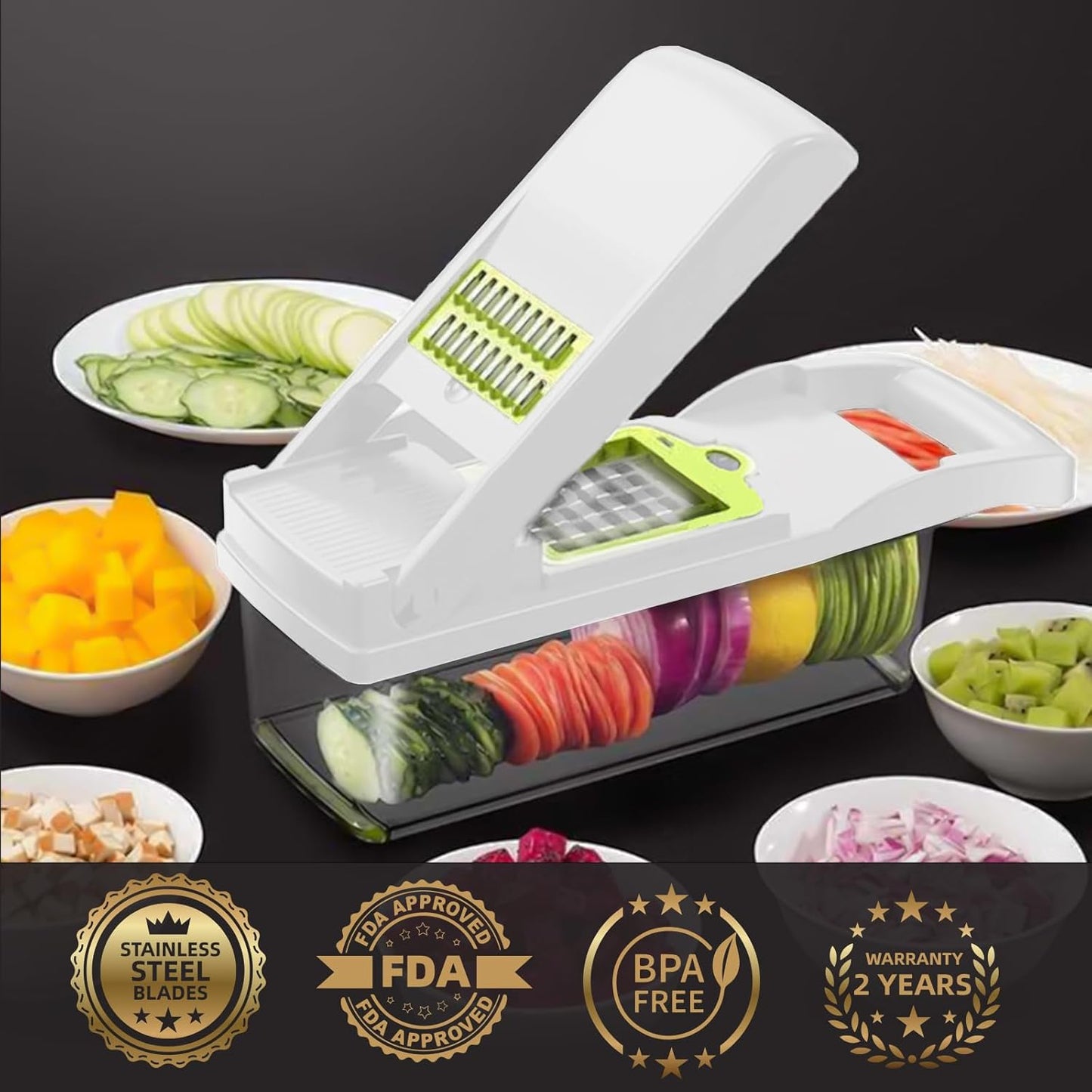 Purilite Select 8-in-1 Vegetable Chopper Slice Smarter, Cook Faster