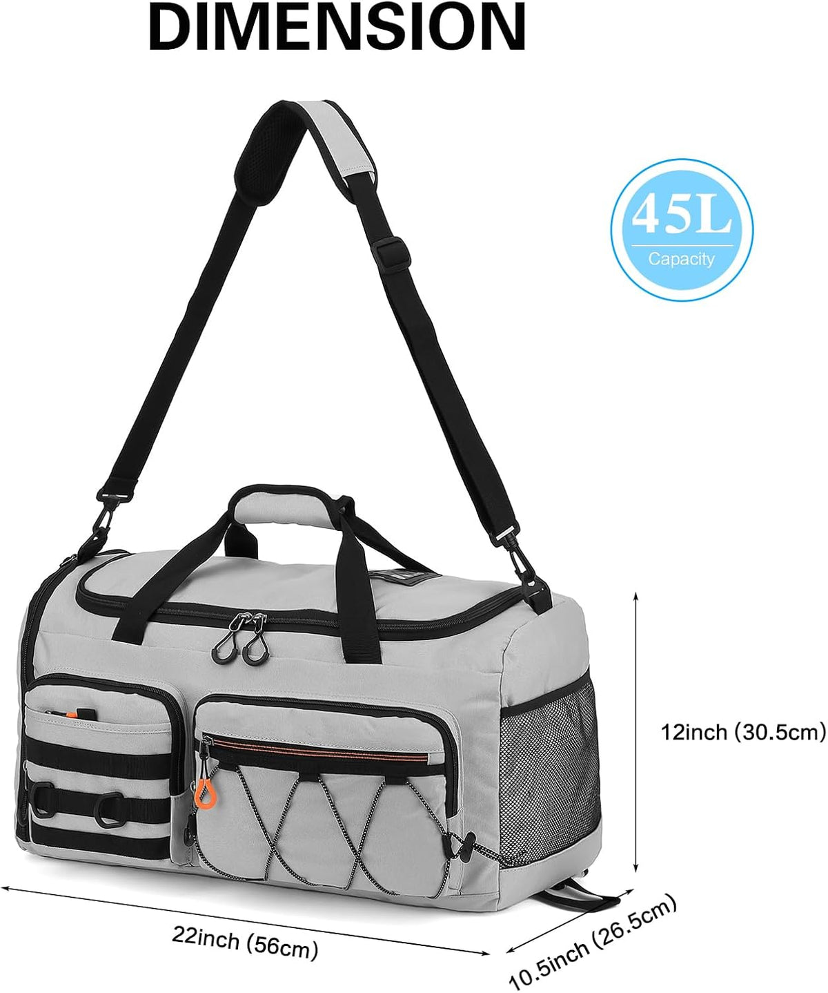 TUGUAN Gym Bag Sports Duffle Bag for Men 45L Duffel Backpack for Travel