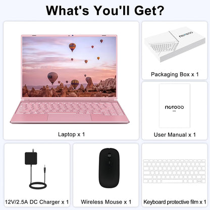 NOTODD Laptop 16" 12GB LPDDR4 512GB SSD Celeron N5095 Up to 2.9Ghz Quad-Core Win 11 PC 1920*1200 2K Screen Dual WIFI Support 2.5" HDD 1TB SSD Expand with Cooling Fan Numeric Keypad for Business-Blue