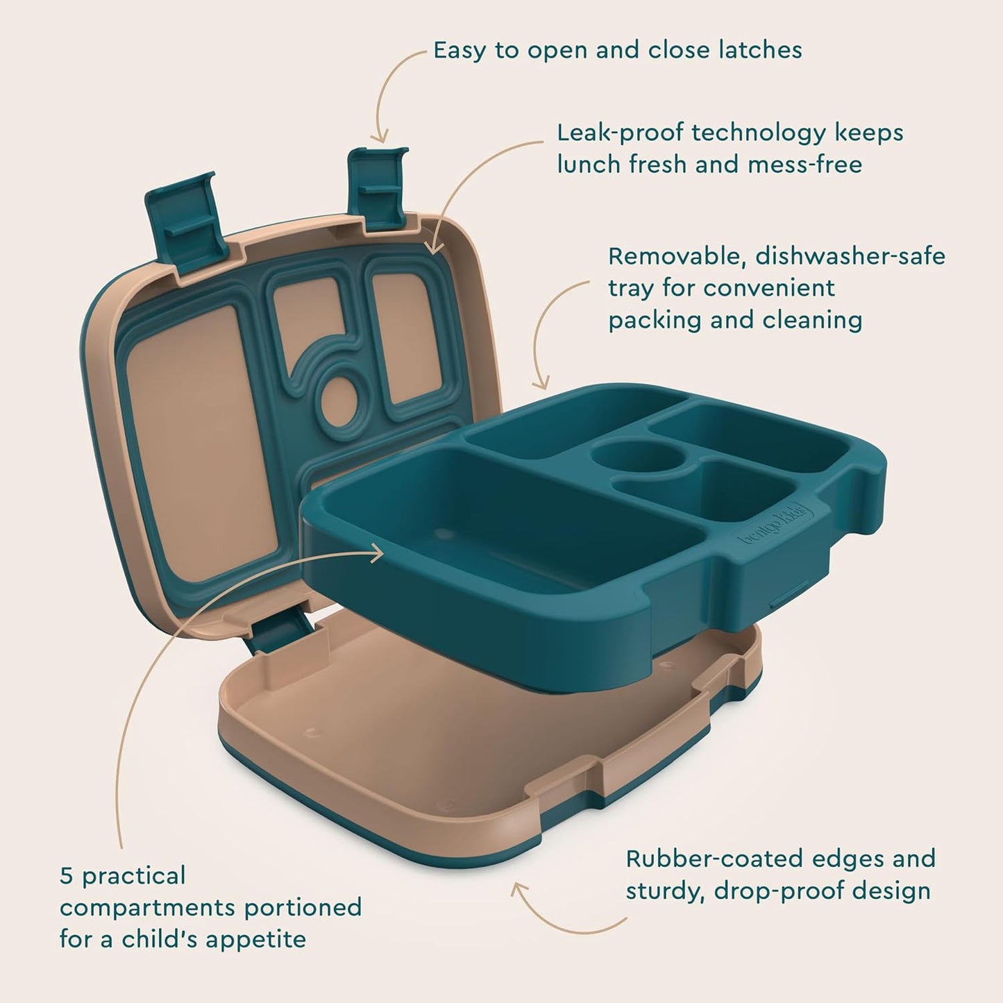 Bentgo Kids Prints (Unicorn) - Leak-Proof, 5-Compartment Bento-Style Kids Lunch Box - Ideal Portion Sizes for Ages 3 to 7 - BPA-Free and Food-Safe Materials
