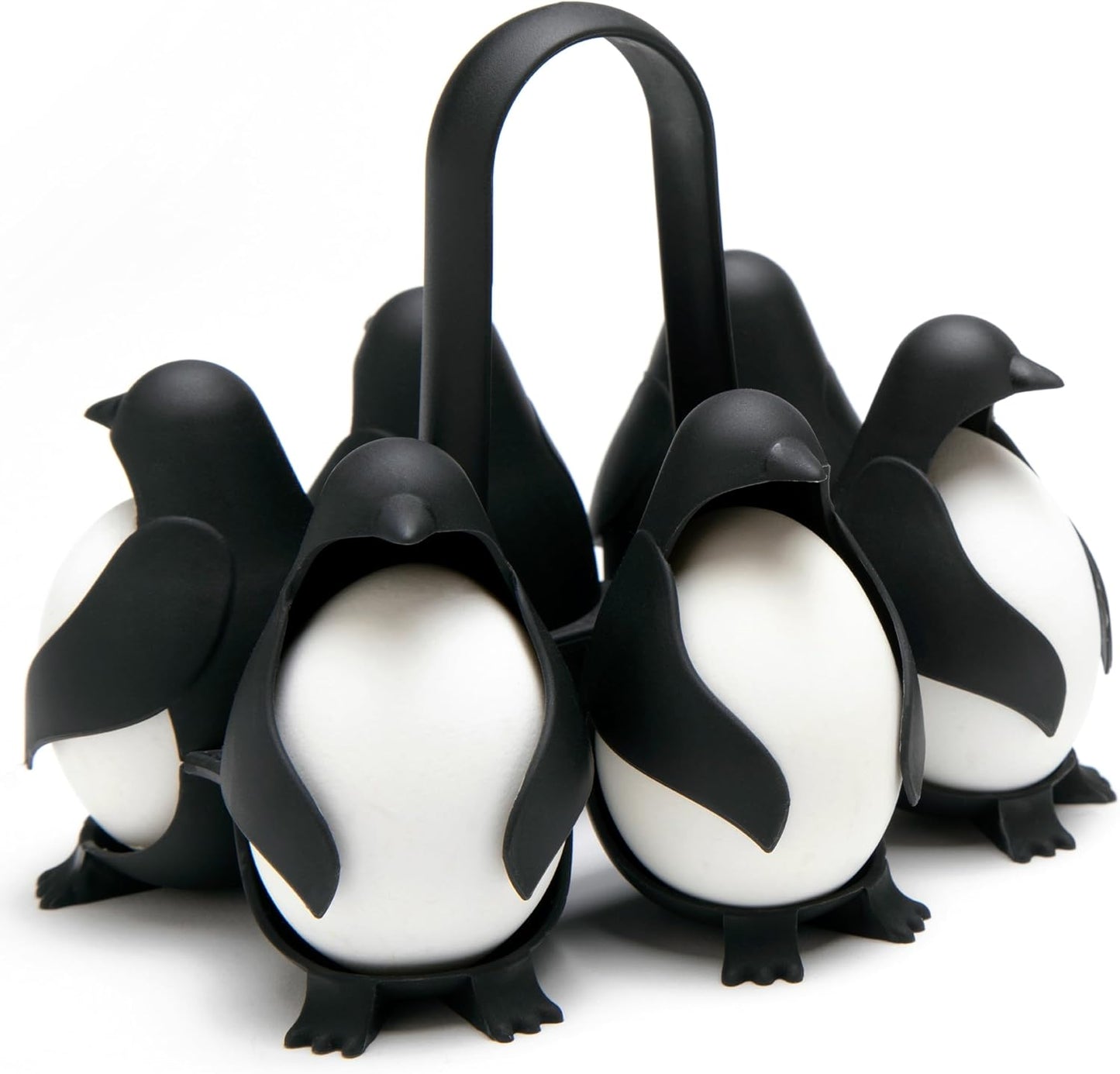 Egguins 3-in-1 Egg Holder and Cooker – Penguin-Shaped Boiled Egg Cooker for Soft or Hard Eggs, Kitchen Egg Storage and Serving Rack, Holds 6 Eggs, BPA-Free, Heat Resistant Handle, Dishwasher Safe - PuriLite