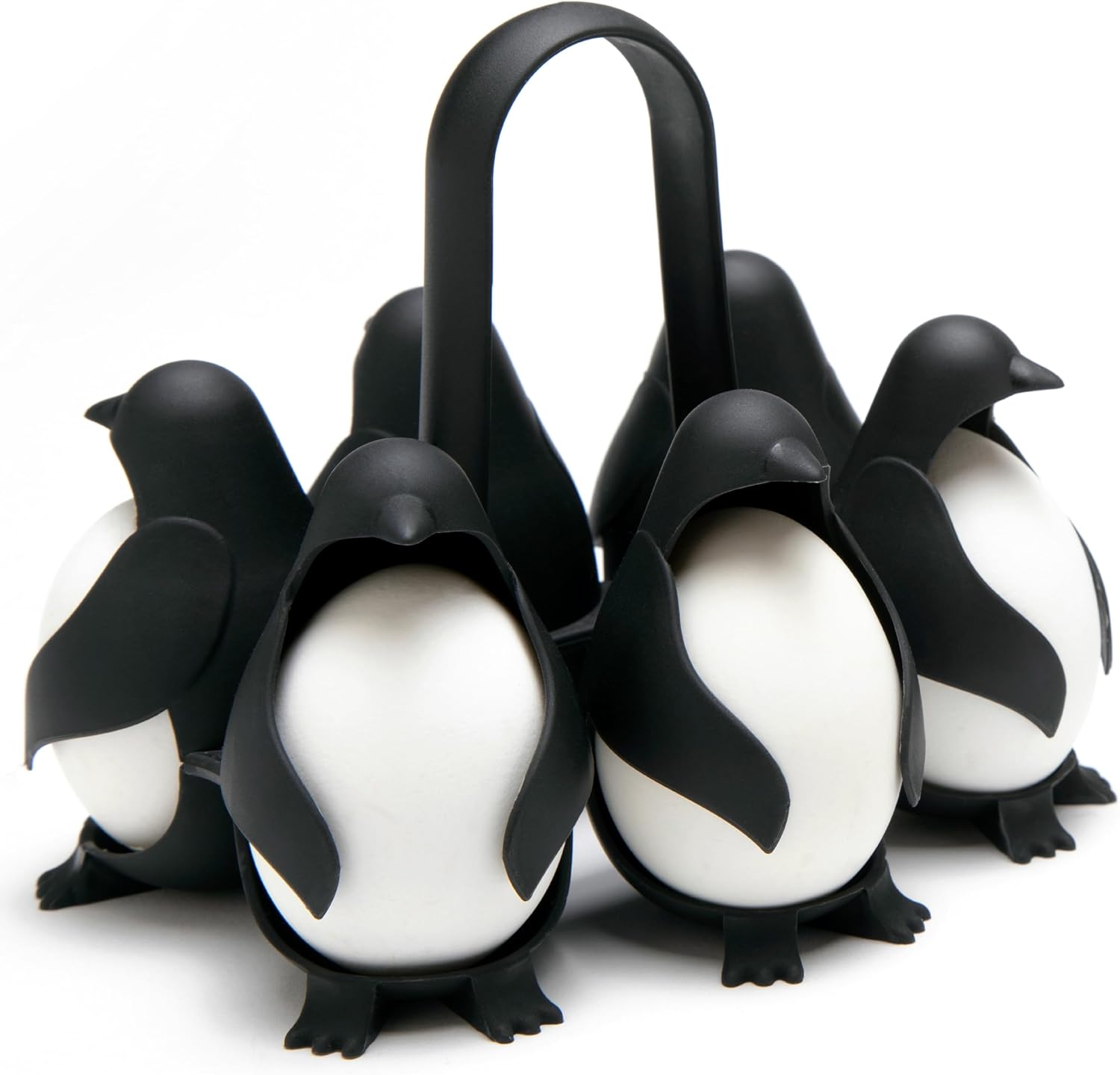 Egguins 3-in-1 Egg Holder and Cooker – Penguin-Shaped Boiled Egg Cooker for Soft or Hard Eggs, Kitchen Egg Storage and Serving Rack, Holds 6 Eggs, BPA-Free, Heat Resistant Handle, Dishwasher Safe - PuriLite