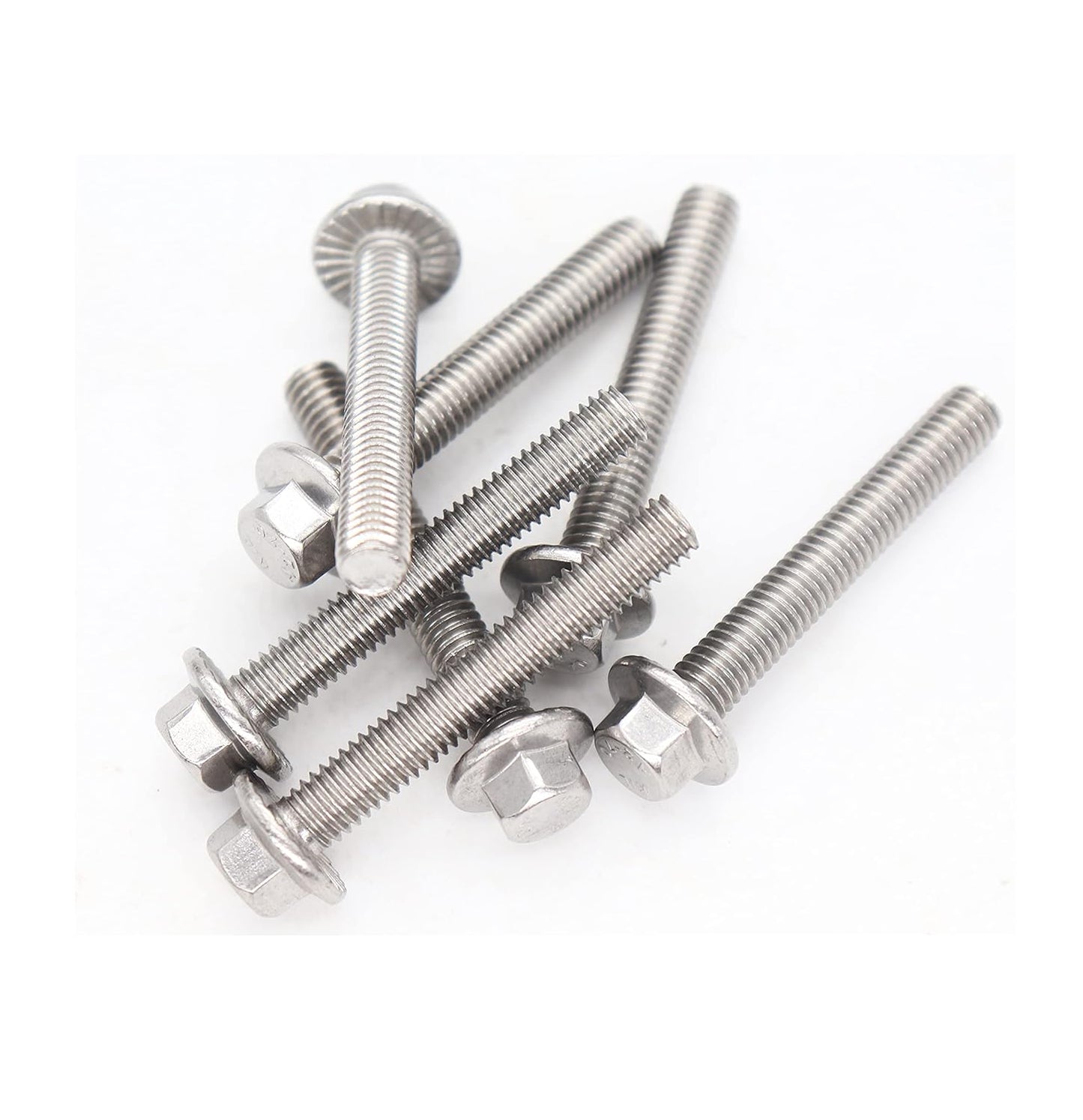 binifiMux 4pcs M10-1.25 x 70mm Serrated Flanged Hex Bolts Flange Hexagon Screws, Stainless Steel 18-8 (304), Plain Finish, DIN 6921