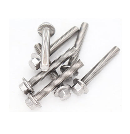 binifiMux 4pcs M10-1.25 x 70mm Serrated Flanged Hex Bolts Flange Hexagon Screws, Stainless Steel 18-8 (304), Plain Finish, DIN 6921