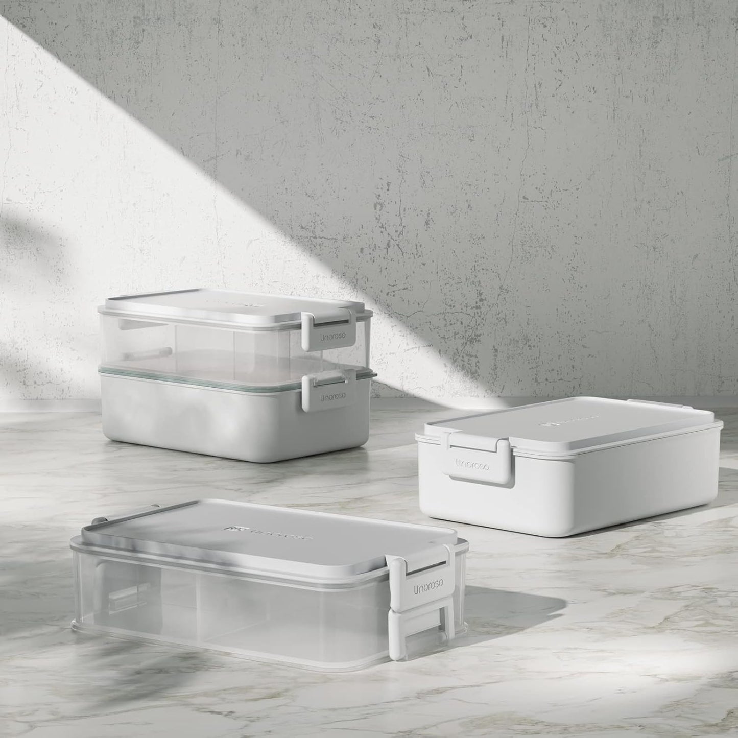 Linoroso Stackable Bento Box Adult Lunch Box | Meet All You On-The-Go Needs for Food, Salad and Snack Box, Premium Bento Lunch Box for Adults Include Utensil Set, Dressing Containers - Pale Mint