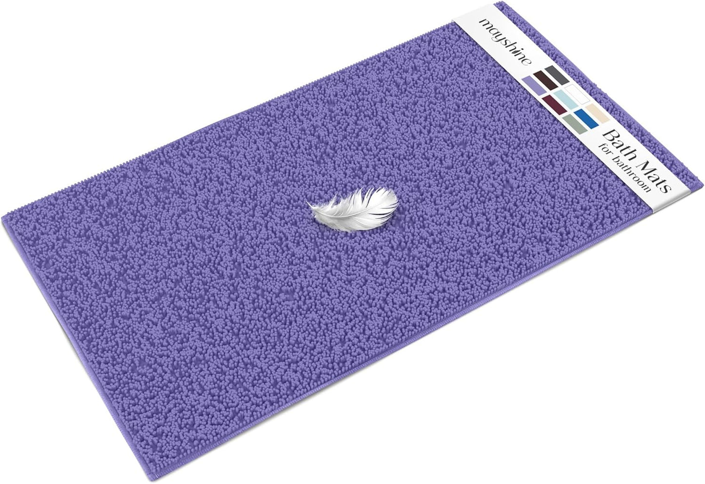 Soft Plush Chenille Bathroom Rug, Absorbent Microfiber Bath Mat, Machine Washable, Non-Slip Grip, Quick-Dry, Thick Shag Carpet Great for Bath, Shower Floor, Bedroom, or Door Mat (Beige, 17x24)